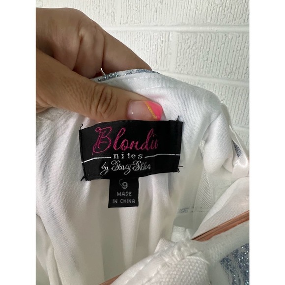 Blondie Nights Strapless Glitter Mesh Evening Dress - Picture 8 of 9